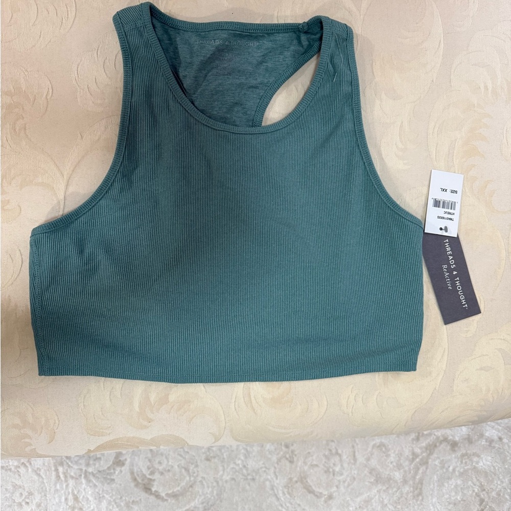 Threads 4 Thought Sea‎ Green Ribbed Activewear Top